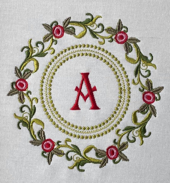 Circle of Roses Monogram 8 x 8