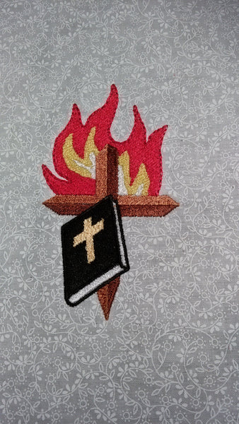Bible Cross and Flame