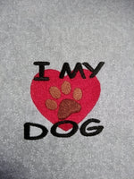 I love my dog with Paw Print inside heart