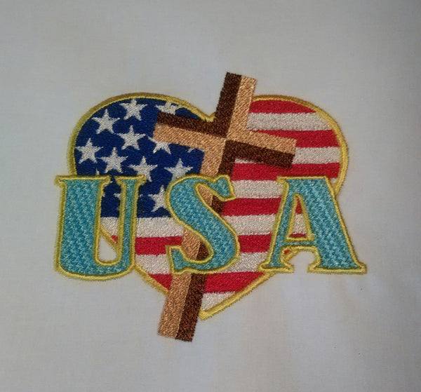 USA Heart Flag and Cross